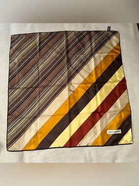 1970 Pierre Balmain Paris silk scarf.Features classic retro diagonal pattern